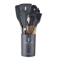 12-piece silicone cooking utensils set with wooden handles | Kalsten